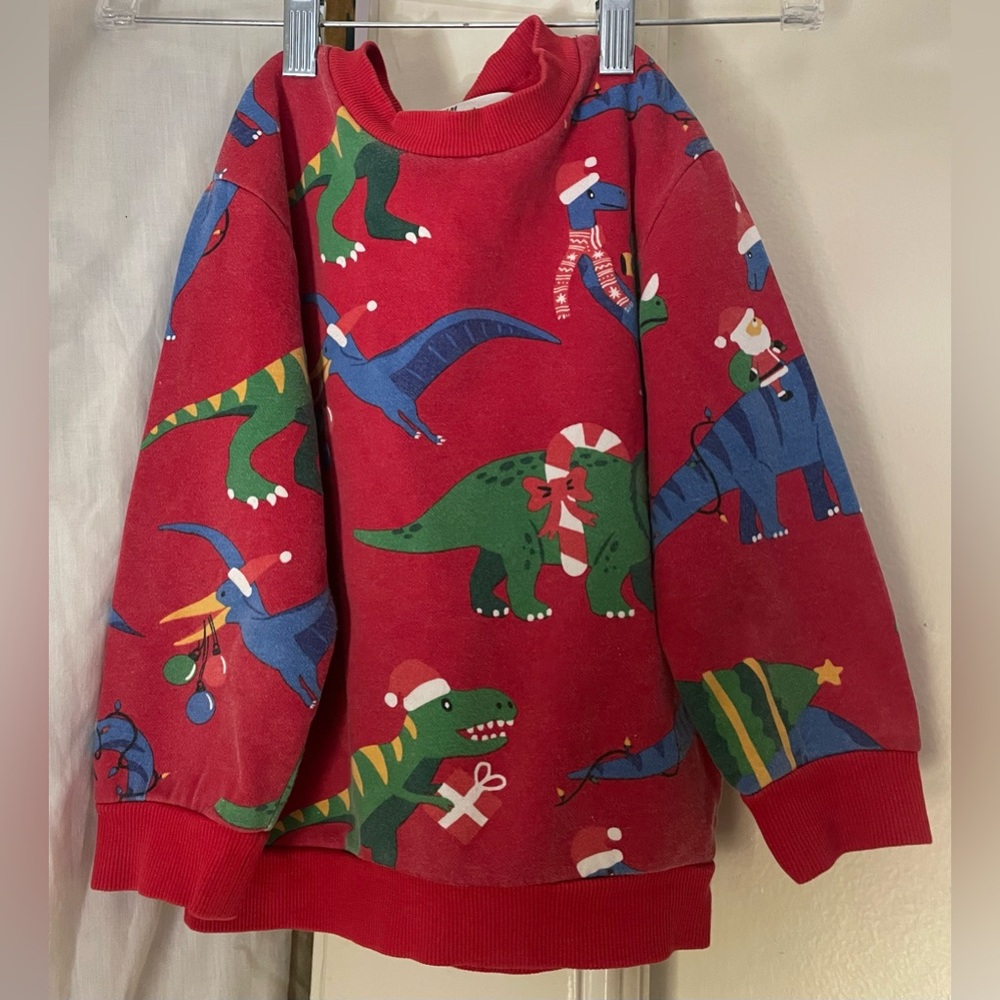 H&M 3T/4T Festive Dinosaur Sweater Red